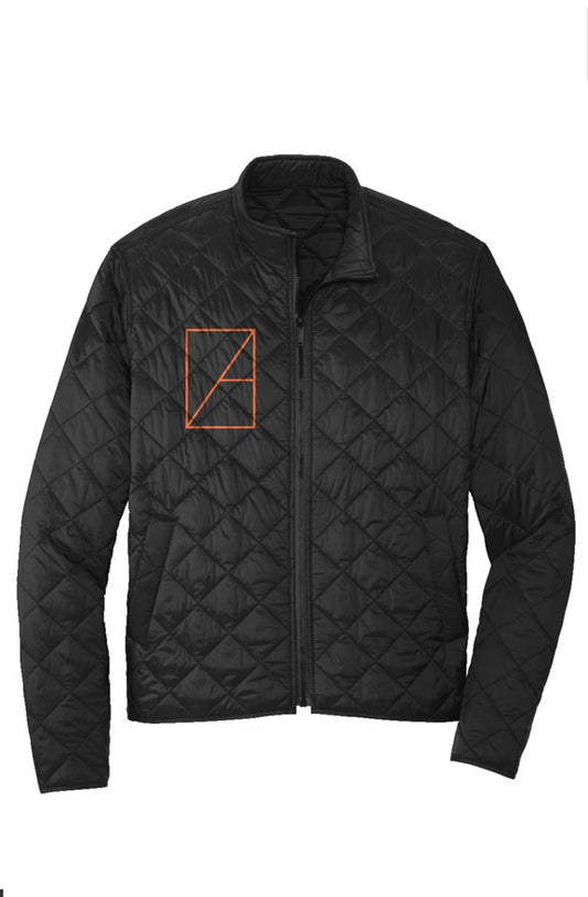 'ZA' (orange) QUILTED JACKET- BLACK